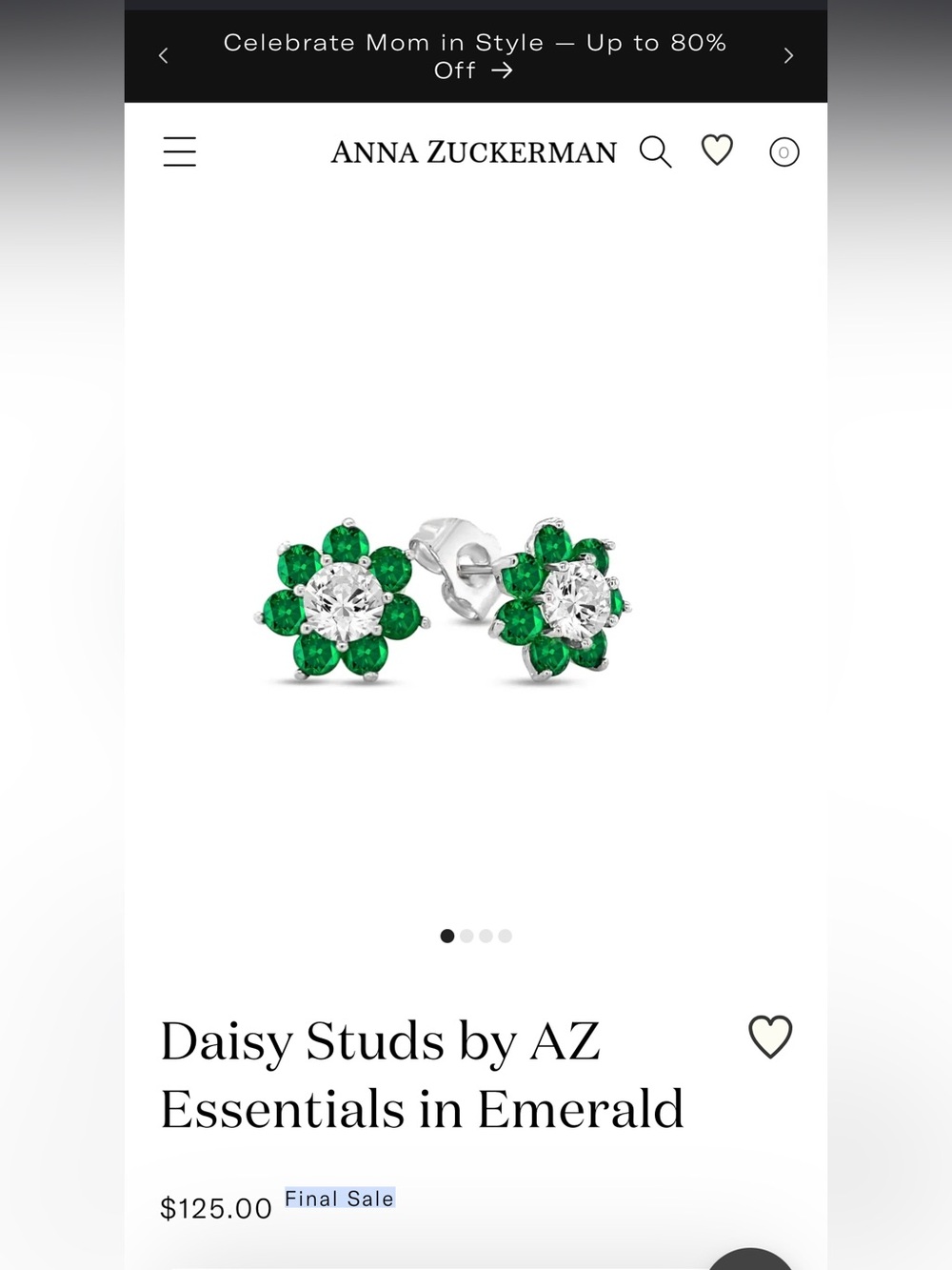 Anna Zuckerman Emerald Daisy Stud Earrings